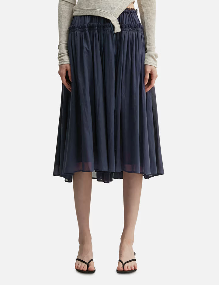 Lace String Gathered Long Skirt