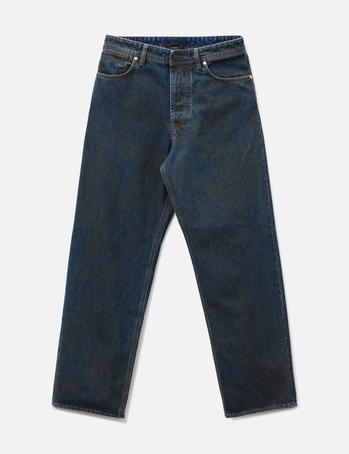 Laser Pigment Indigo Loose Fit Denim Jeans