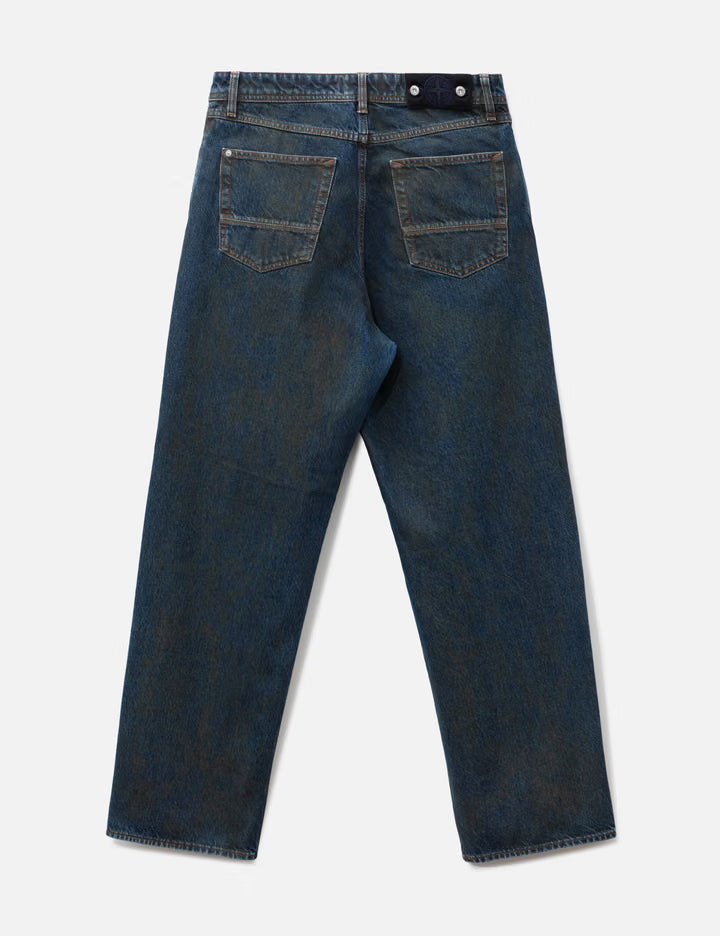 Laser Pigment Indigo Loose Fit Denim Jeans