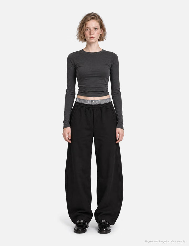 Layered Check Sweatpants