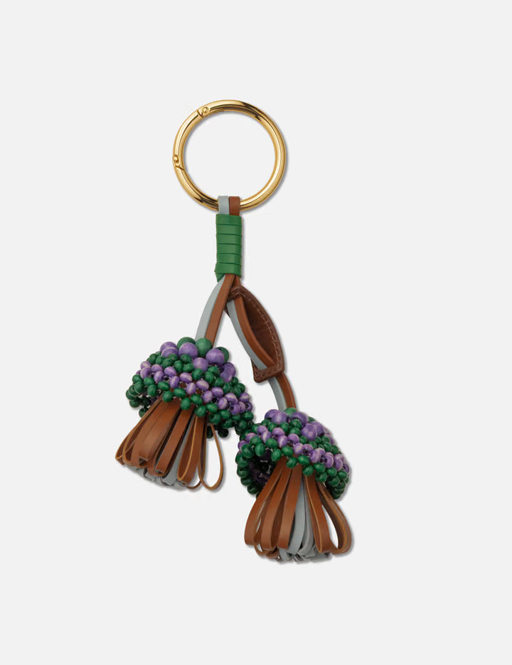 Leather Keyring With Wooden Bead Detail
