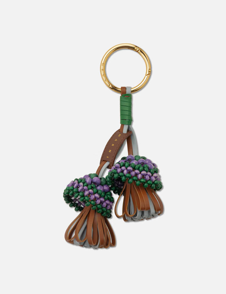 Leather Keyring With Wooden Bead Detail