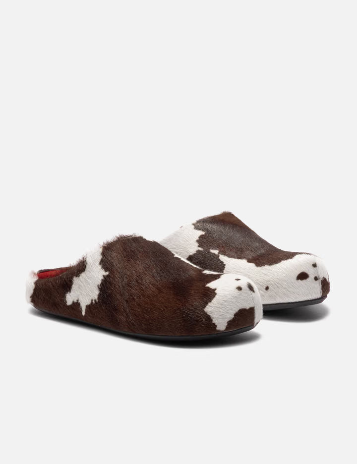 Long Hair Calfskin Fussbett Sabot