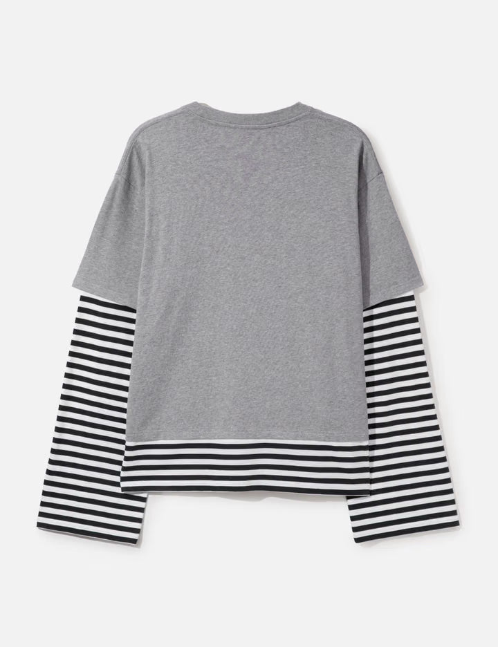 Long Sleeve 2-In-1 Tee With Knit Patch