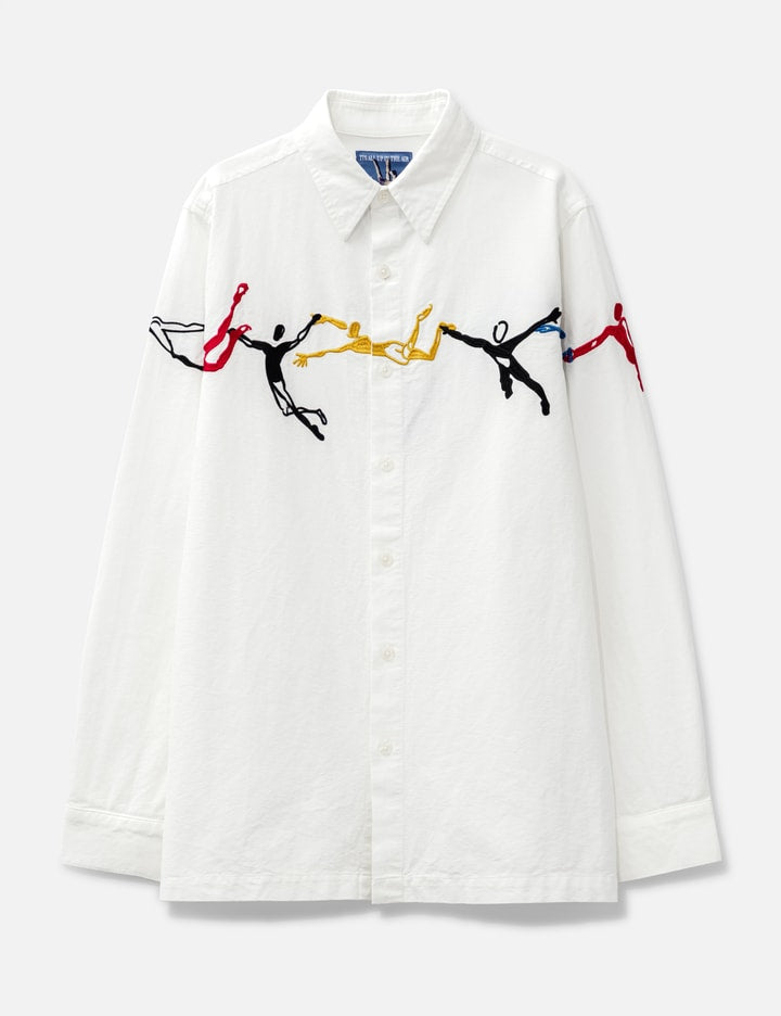 Embroidered Figures Button-Up