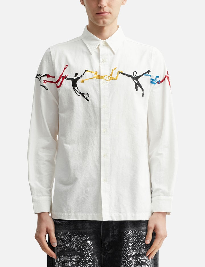 Embroidered Figures Button-Up