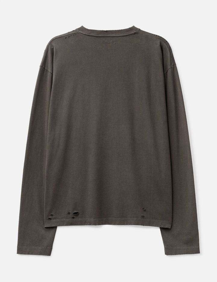 Faded Grey Aging Damaged Long Sleeve T-Shirt