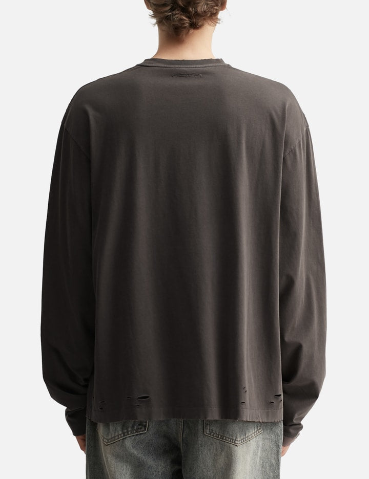 Faded Grey Aging Damaged Long Sleeve T-Shirt