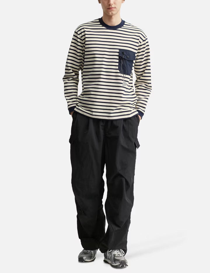 Stripe Pocket Long Sleeves T-Shirt