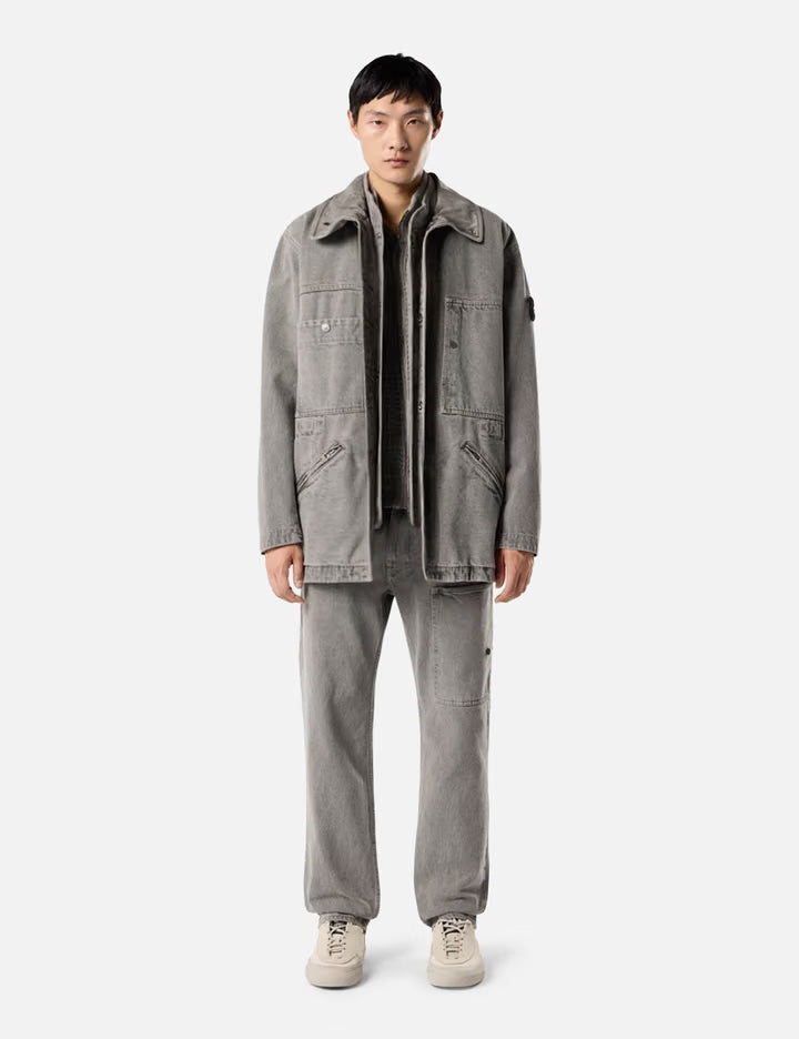 Mineral Dyed Cotton Gabardine-TC Jacket With Removable Vest