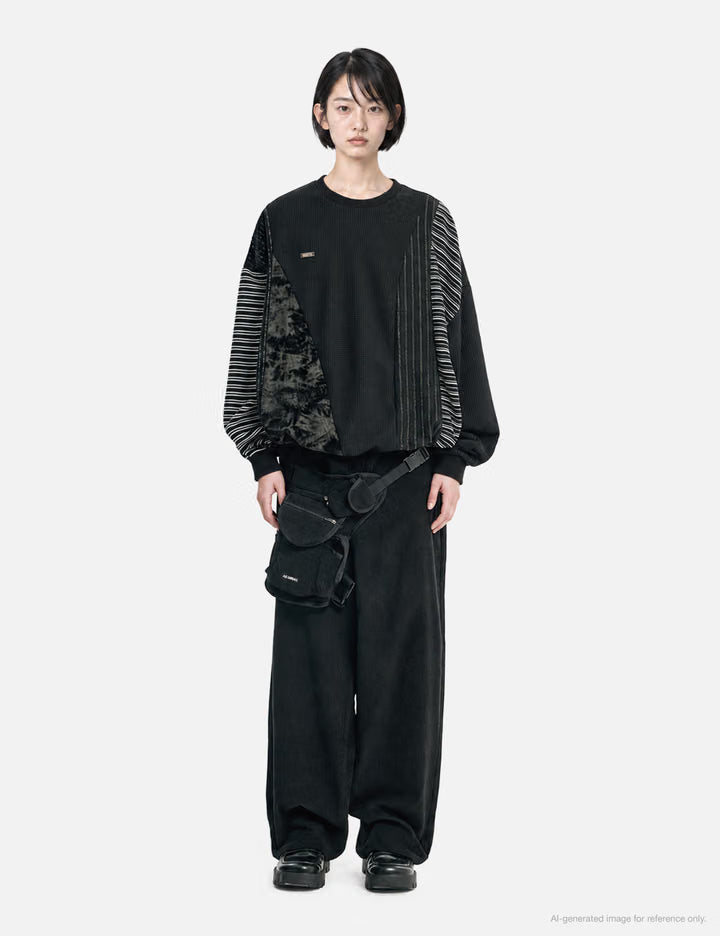 Mixed Fabric Panel Sweatshirt
