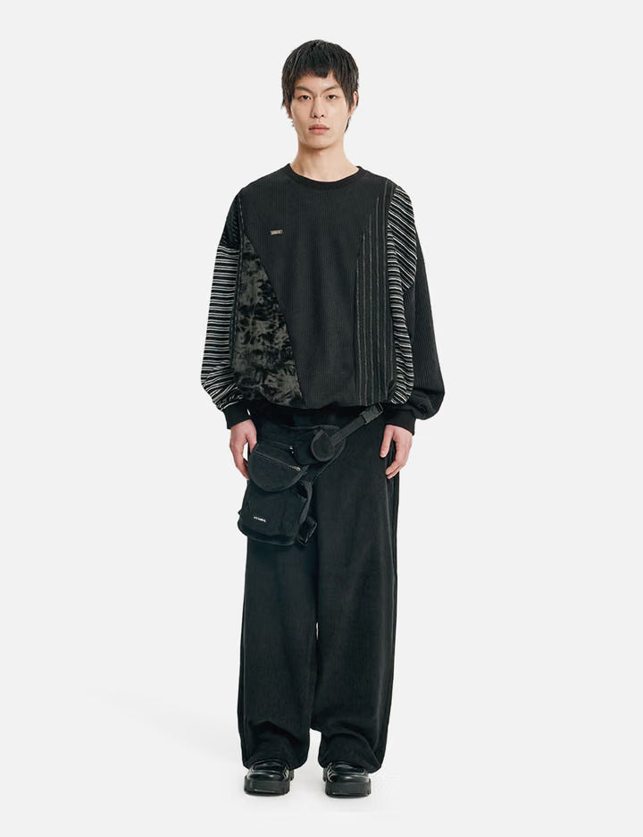 Mixed Fabric Panel Sweatshirt