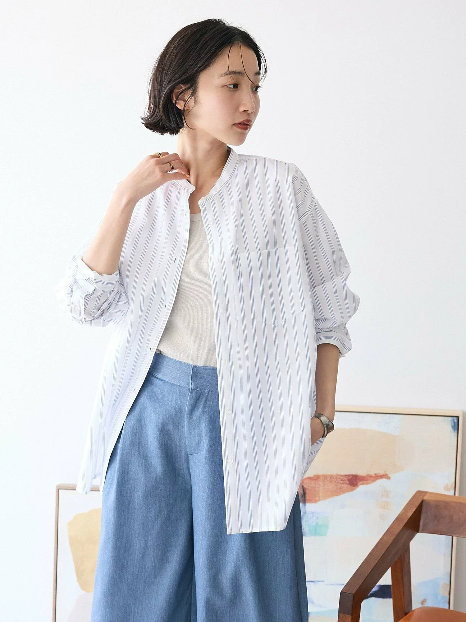 Hayato Band Collar Shirt