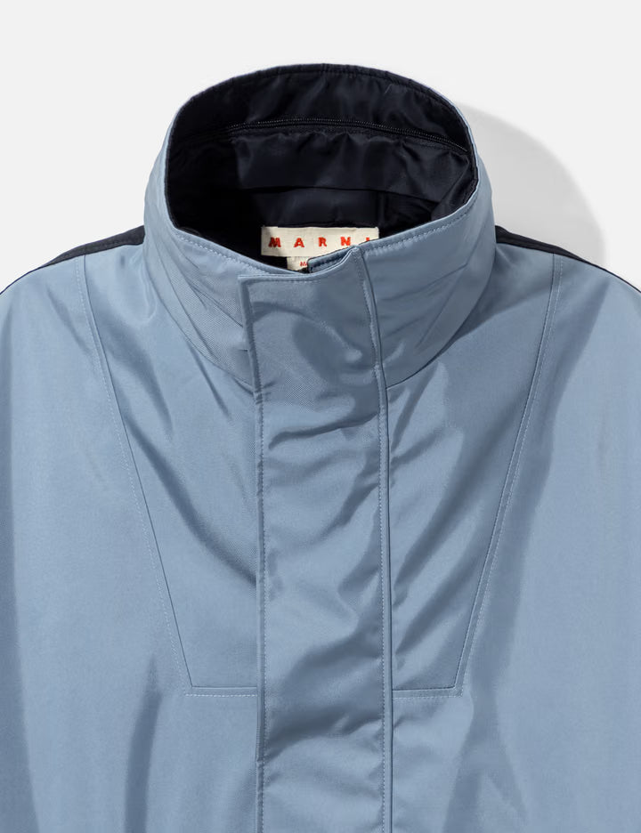 Nylon Half-Zip Jacket With Fur Collar