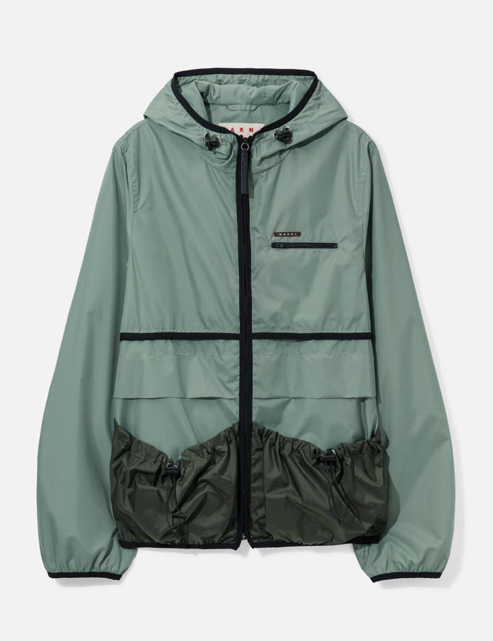 Nylon Jacket With Drawstring Pockets