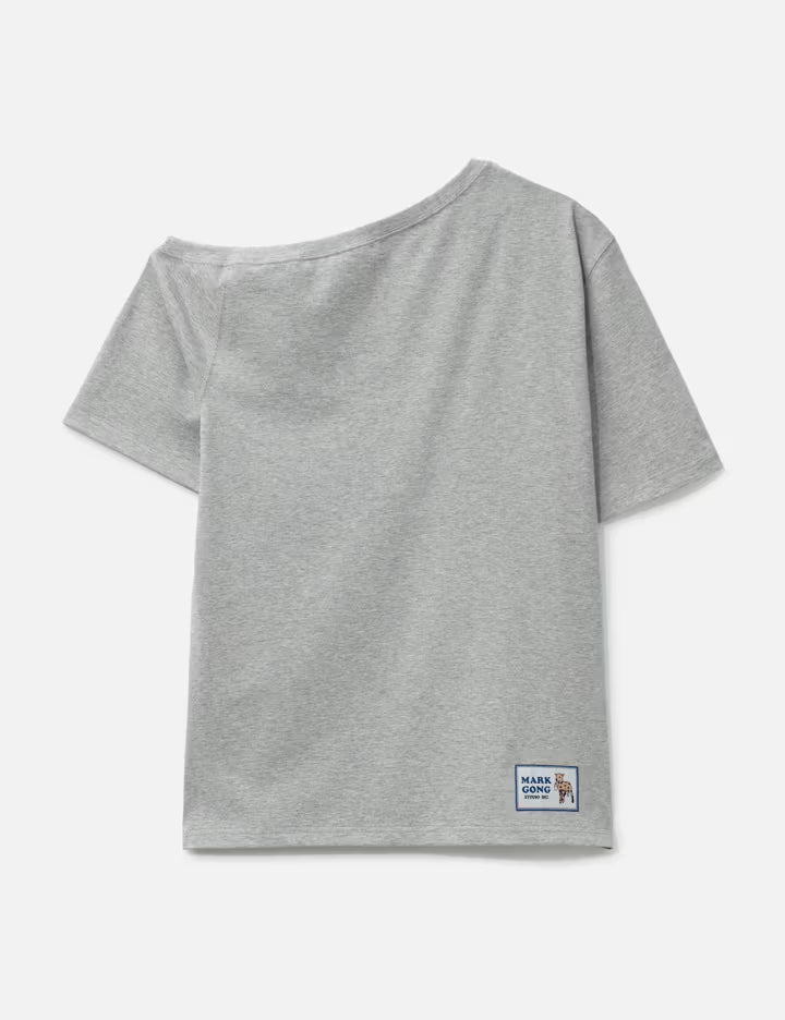 Off-Shoulder Short Sleeve T-Shirt With Sweet Treat Sheep Print