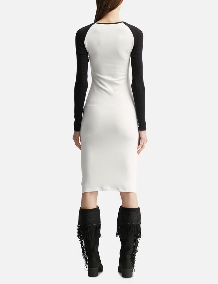 Raglan Sleeve Midi Dress With Retro Print