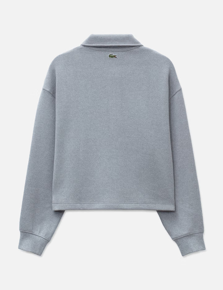 Oversized Ribbed Polo Collar Sweatshirt