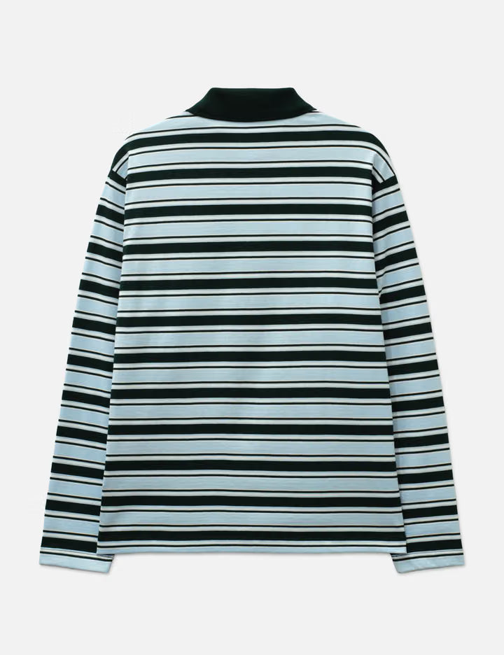 Oversized Striped Long Sleeved Polo Shirt
