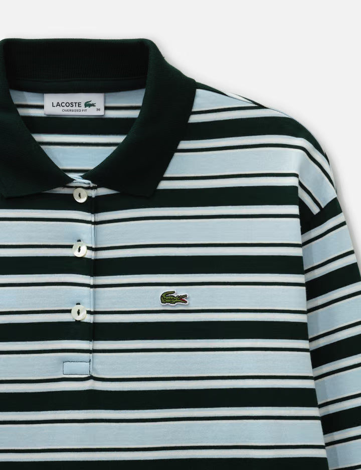 Oversized Striped Long Sleeved Polo Shirt