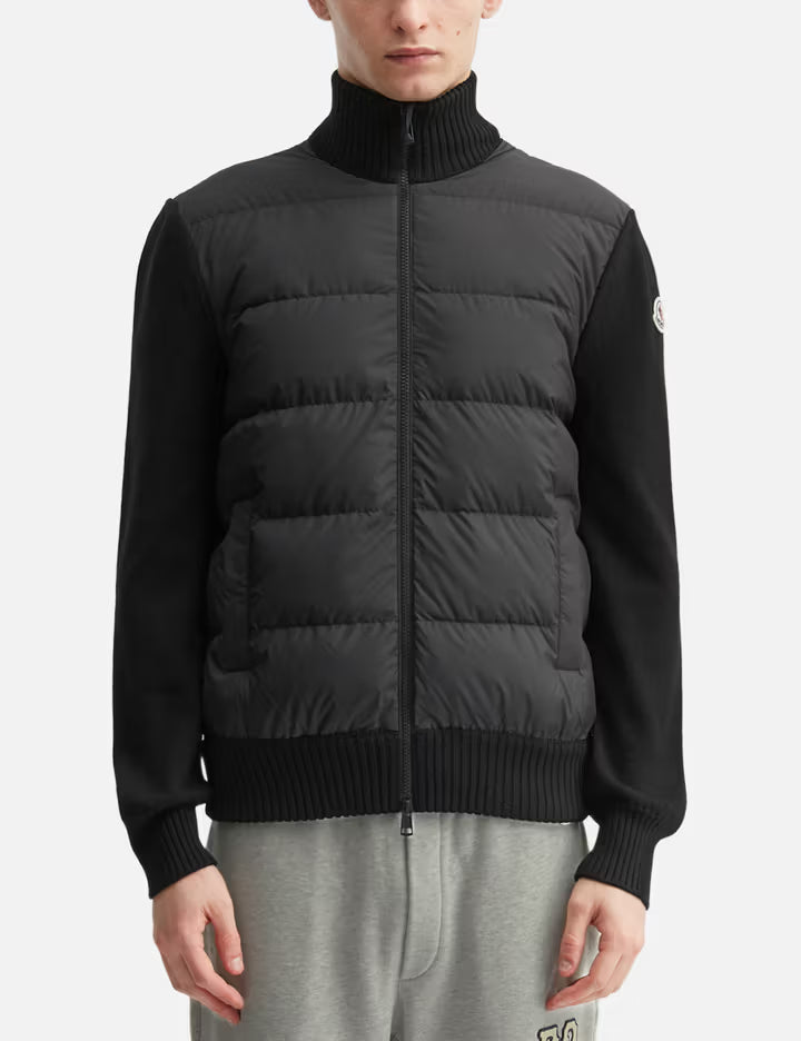 Padded Wool Zip-Up Cardigan