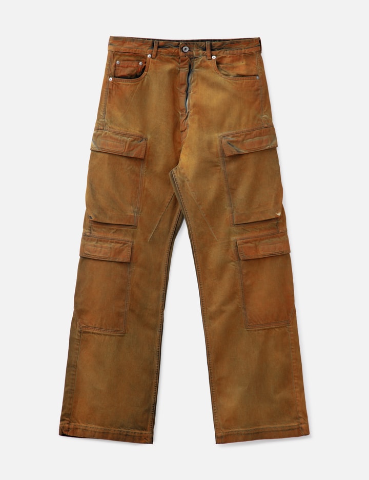 Double Cargo Jeans In Orange Wash Denim