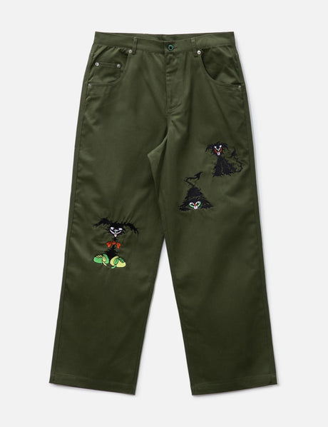 Twisted Snout Embroidered Pants