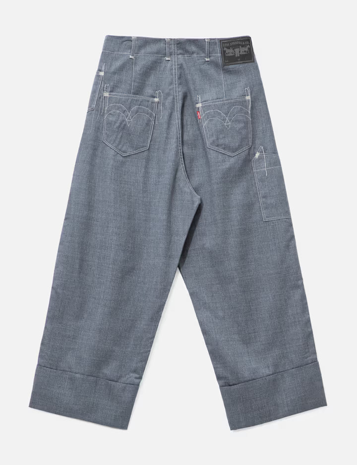 Junya Watanabe MAN X Levi's Wool Pinstriped Wide Cropped Pants