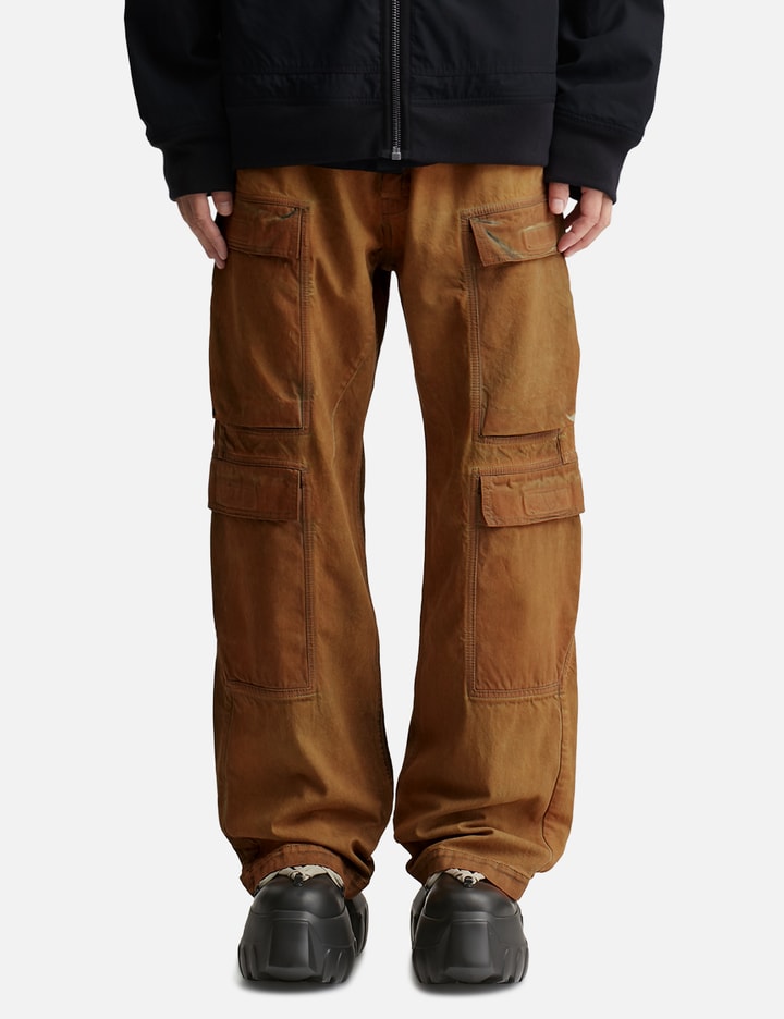 Double Cargo Jeans In Orange Wash Denim