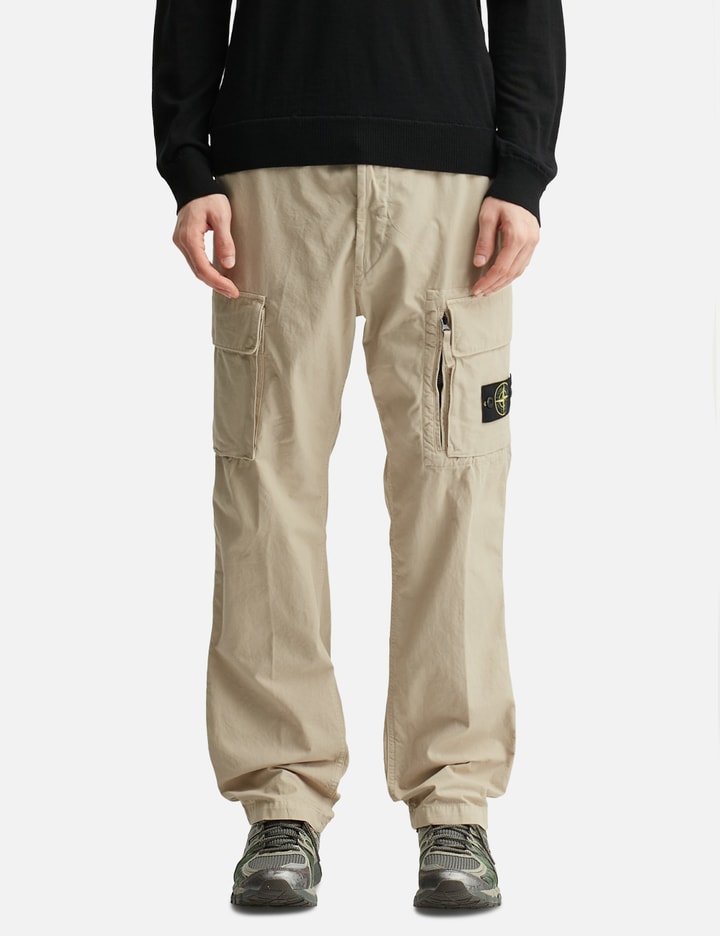 Canvas Weave Cotton Cargo Trousers