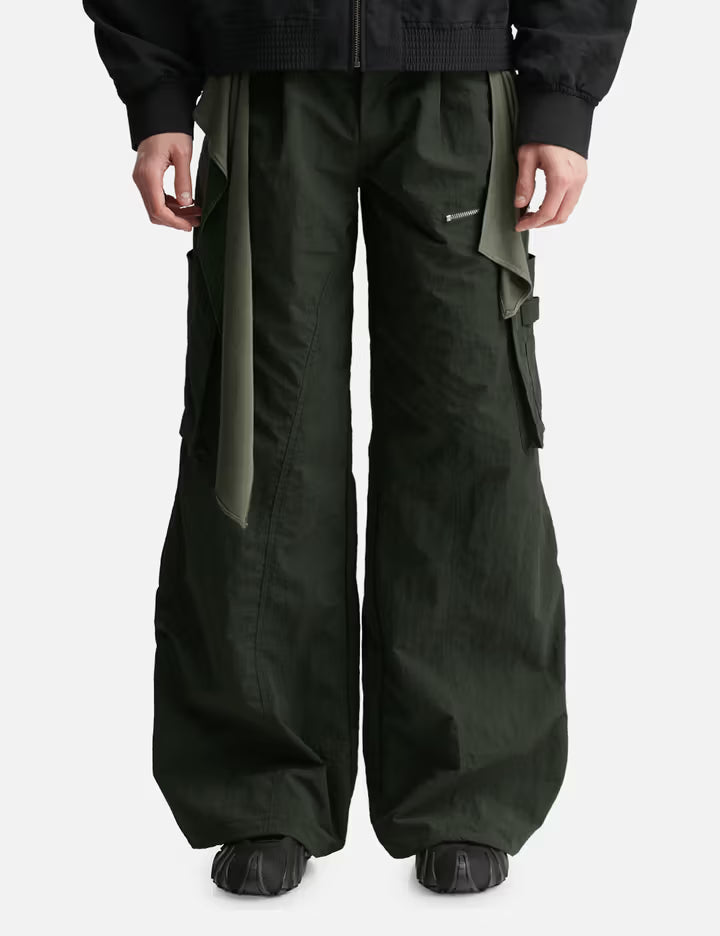 Mixed Layered Tie Jogger Pants