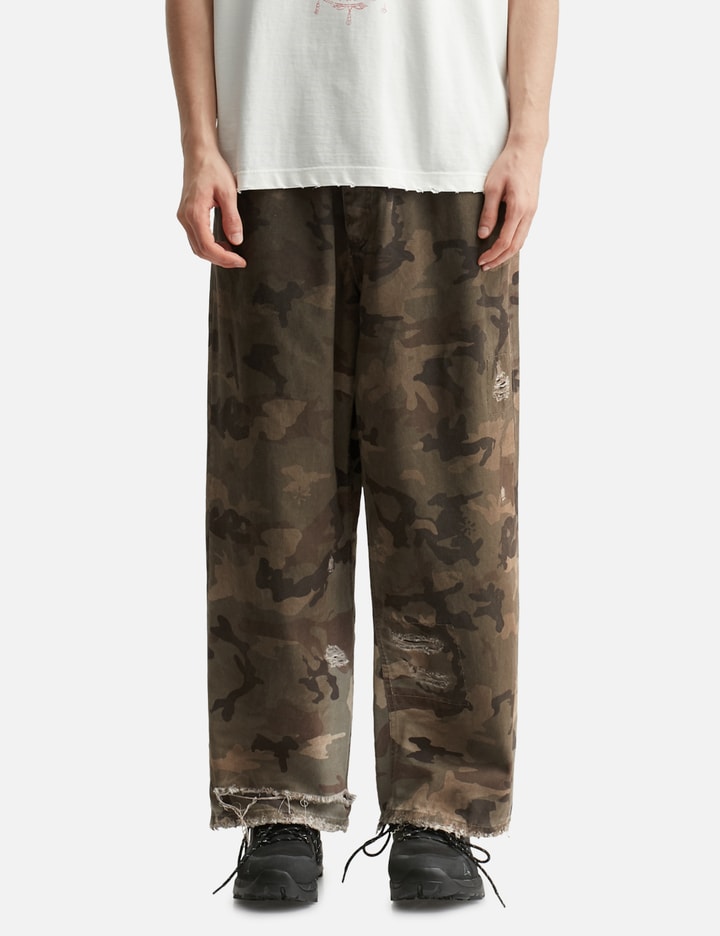 Distressed Camo Oversized Denim