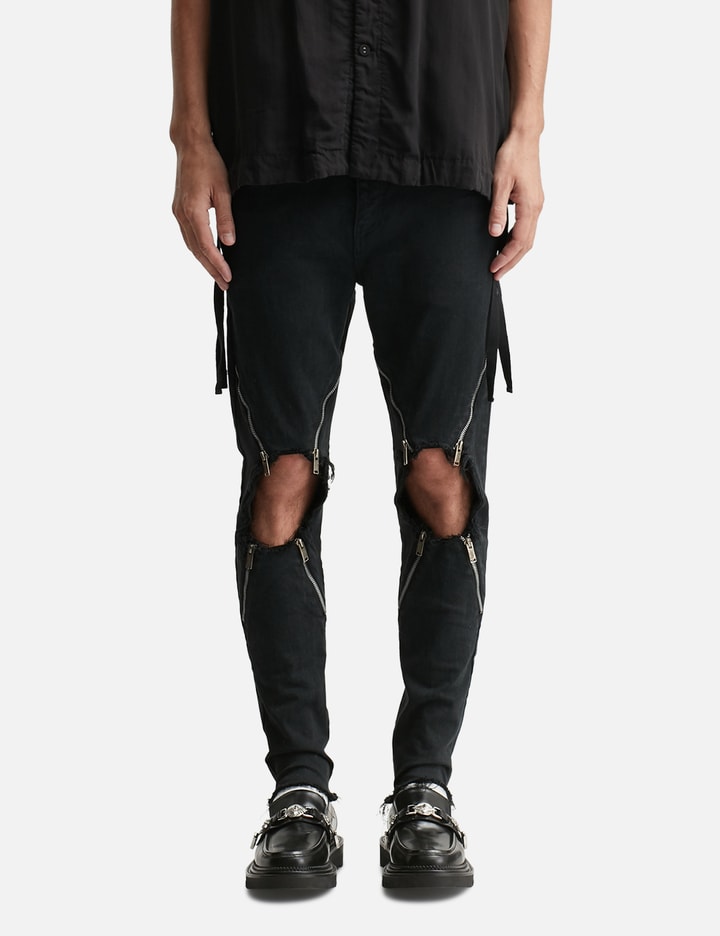 UC1E4515-2 Stretch Denim 4 Zips Jeans