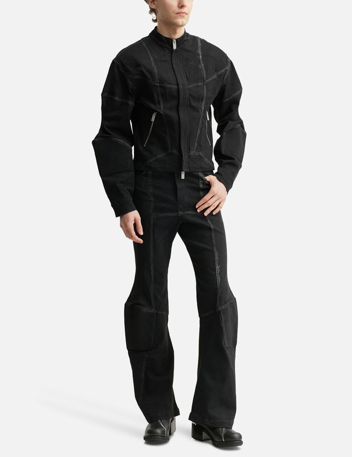 Padded Flared Painted Denim Pants