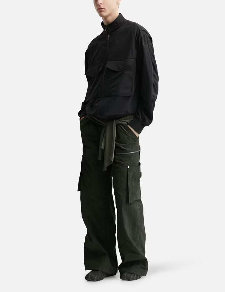 Mixed Layered Tie Jogger Pants