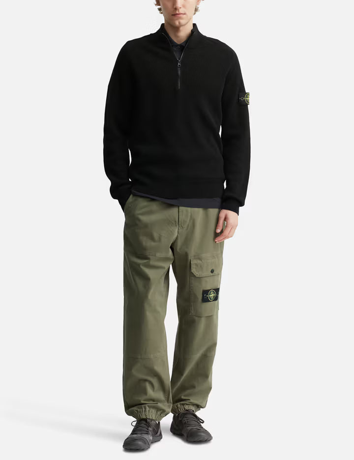 Organic Cotton Stretch Broken Twill 'old' Effect Cargo Trousers