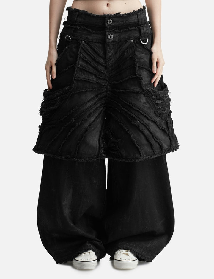Attached Detachable Waxed Distressed Denims