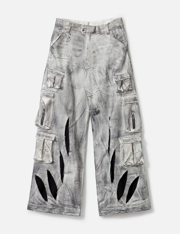 Waxed White Cargo Trousers