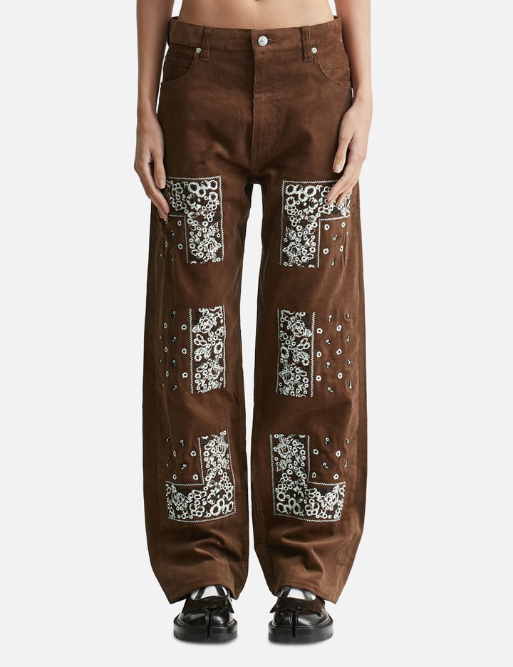 Bandana Embroidery Corduroy Pants