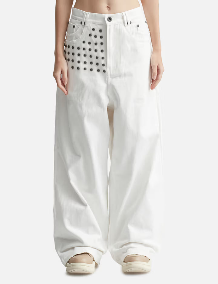 "Devlin" Studded Waxed Baggy Denims