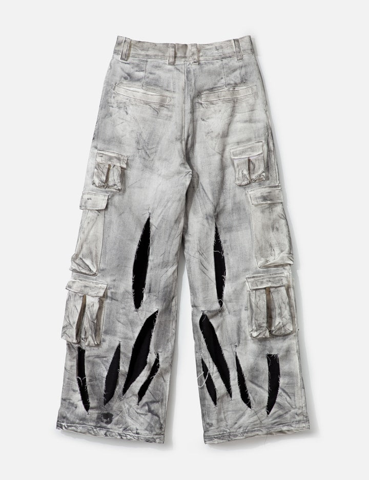 Waxed White Cargo Trousers