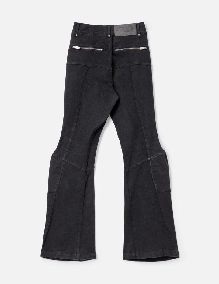 Padded Flared Black Denim Pants