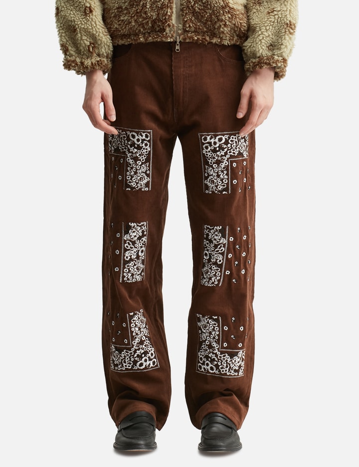 Bandana Embroidery Corduroy Pants