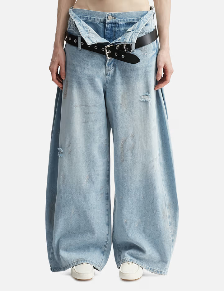 Layered Sparkle Denim Pants