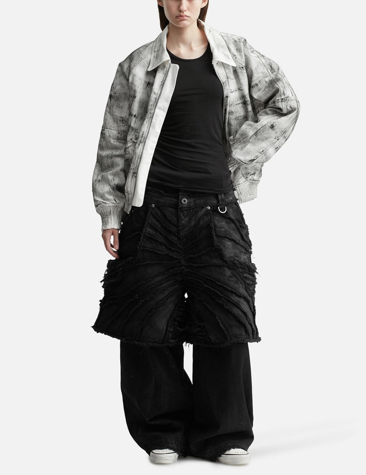 Attached Detachable Waxed Distressed Denims