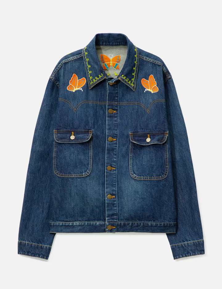 Papillon Embroidery Jean Jacket - 12oz Denim