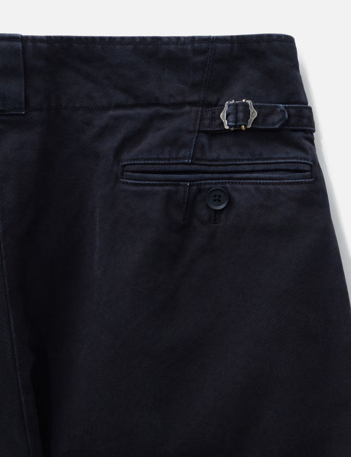 Peached Cotton Twill Garment-Dye 2 Pleated Trousers
