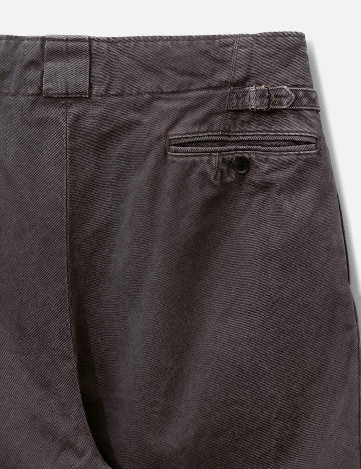 Peached Cotton Twill Garment-Dye 2 Pleated Trousers