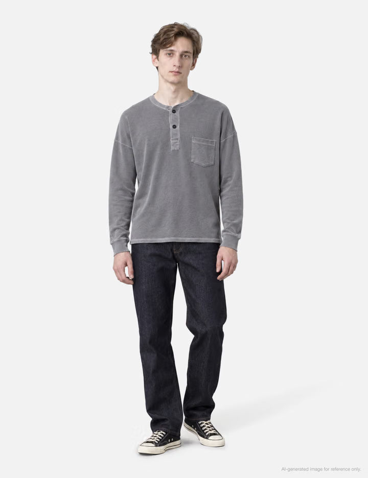 Pigment Thermal Henley Neck Long Sleeve T-Shirt