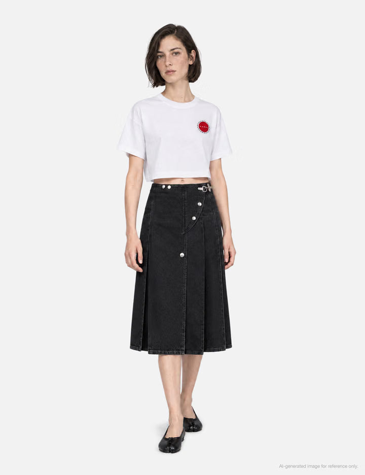 Pleated Denim Skirt